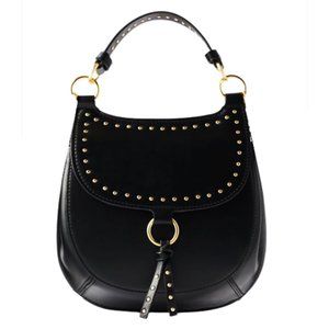 Zara Gold Studded Saddle Equestrian Crossbody Mini Handbag